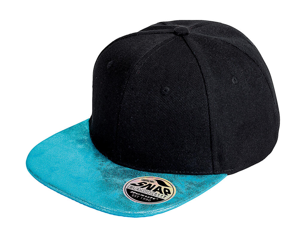  Bronx Glitter Flat Peak Snapback Cap  in Farbe Black/Turquoise