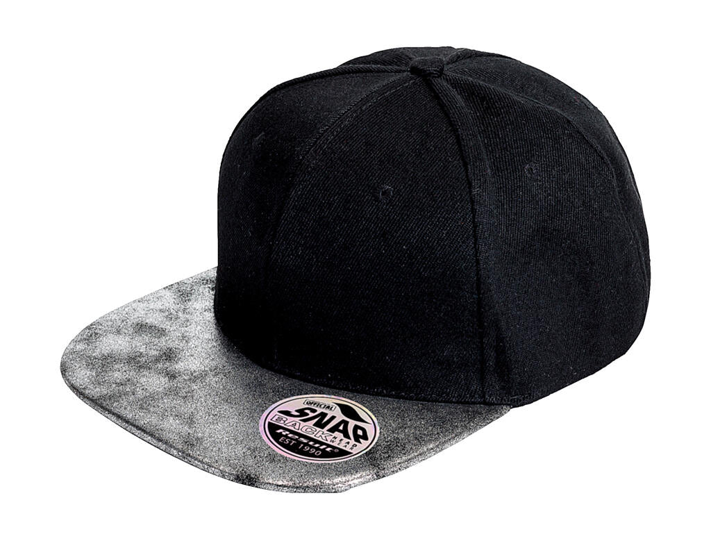  Bronx Glitter Flat Peak Snapback Cap  in Farbe Black/Silver