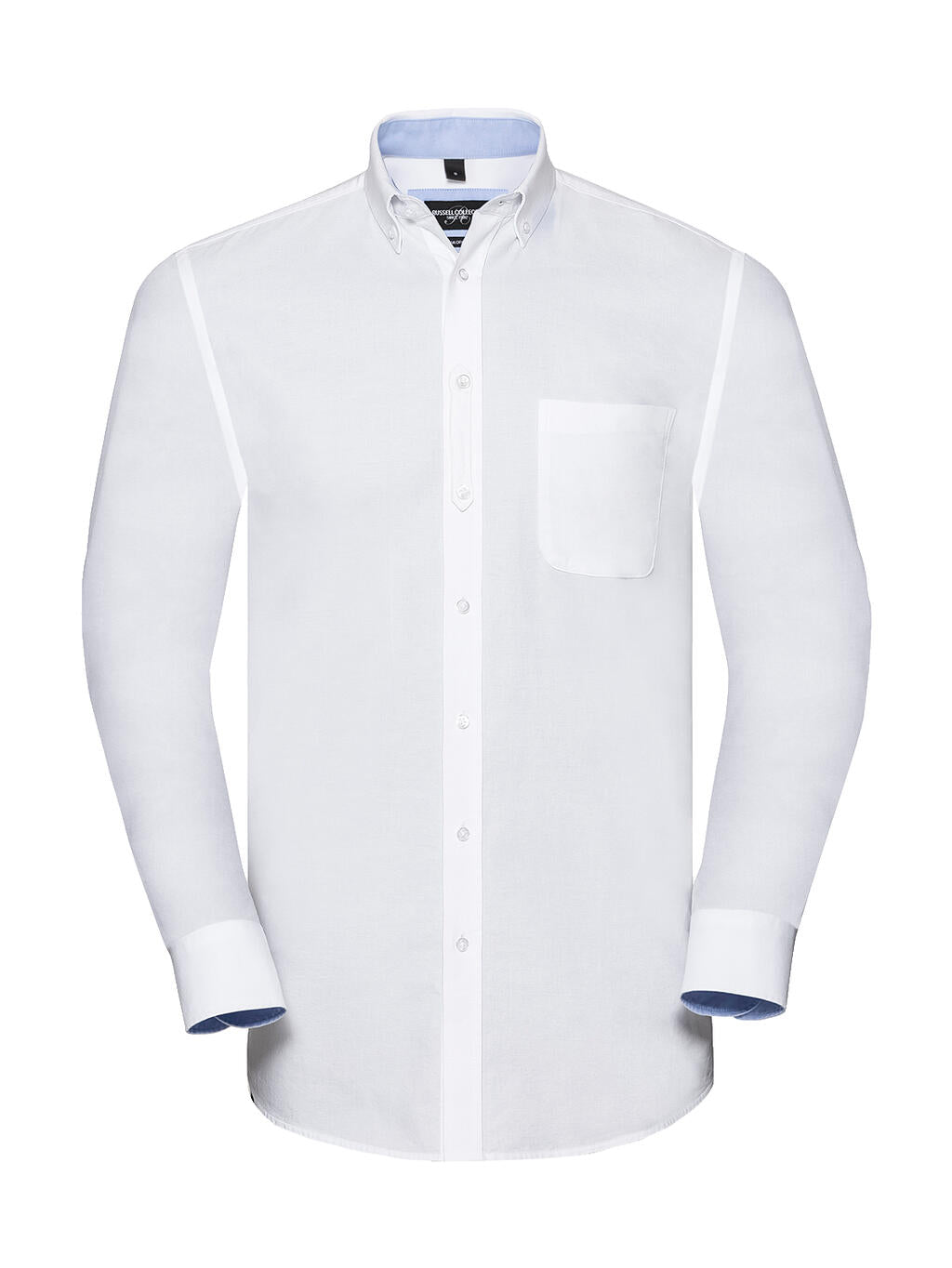  Men's LS Tailored Washed Oxford Shirt in Farbe White/Oxford Blue