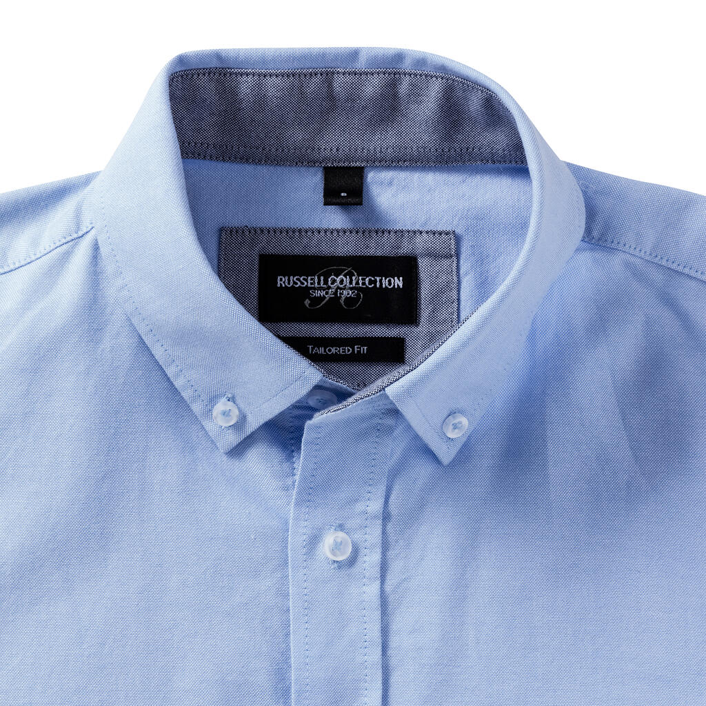  Men's LS Tailored Washed Oxford Shirt in Farbe White/Oxford Blue