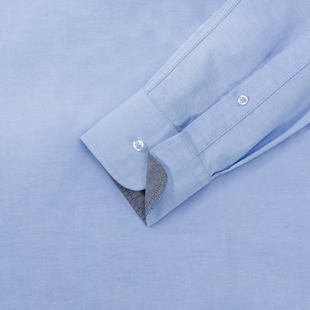  Men's LS Tailored Washed Oxford Shirt in Farbe White/Oxford Blue