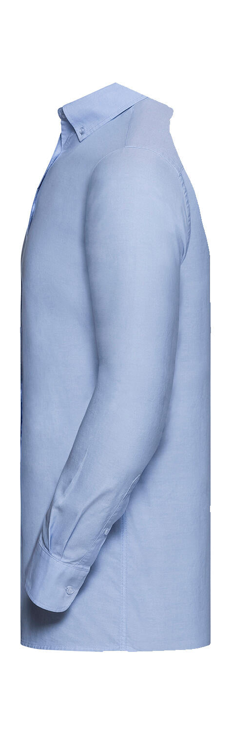  Men's LS Tailored Washed Oxford Shirt in Farbe White/Oxford Blue
