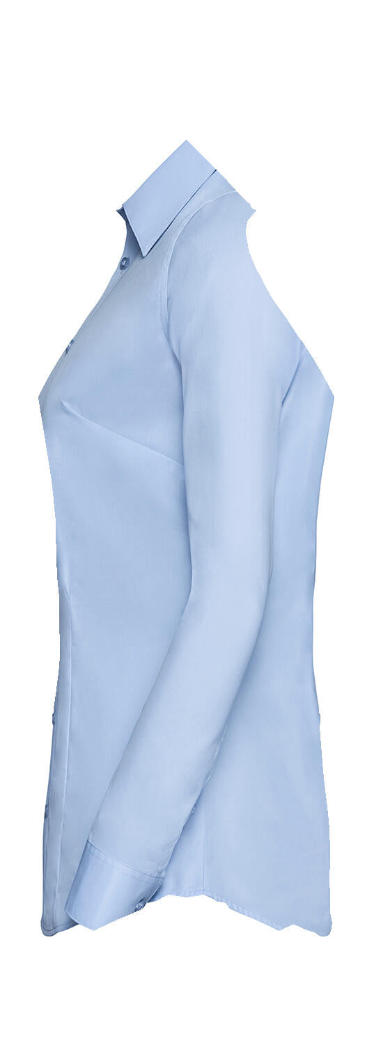  Ladies' LS Tailored Coolmax® Shirt in Farbe White