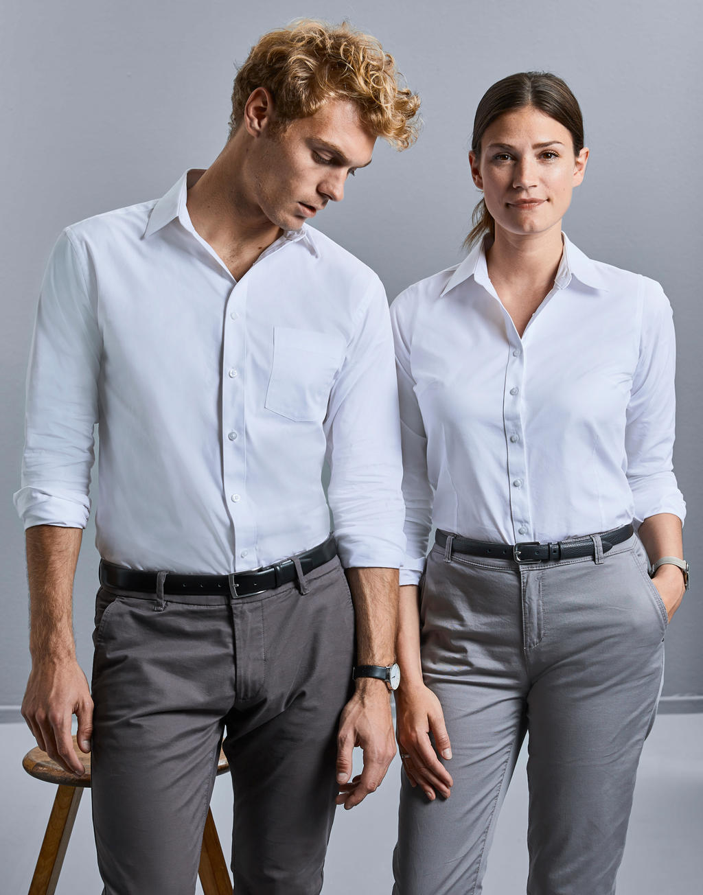  Men's LS Tailored Coolmax® Shirt in Farbe White