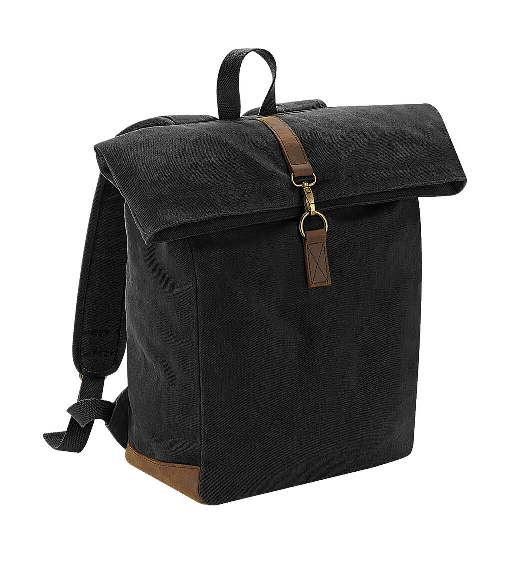  Heritage Waxed Canvas Backpack in Farbe Black