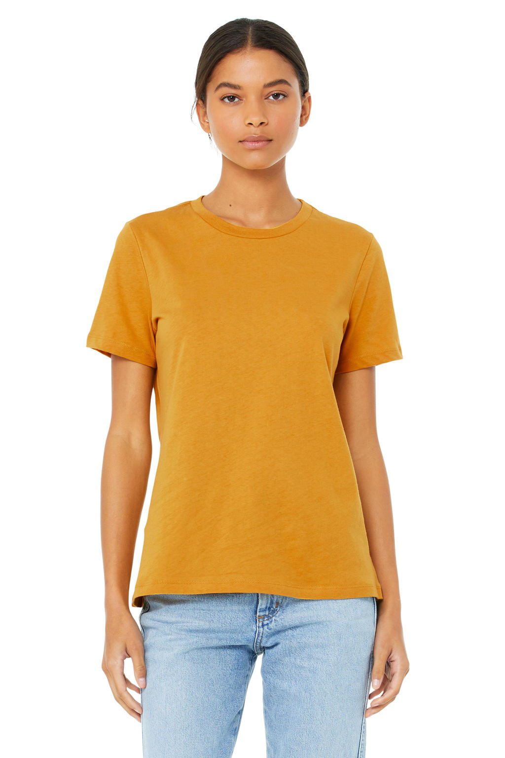  Women's Relaxed CVC Jersey Short Sleeve Tee in Farbe Heather Natural