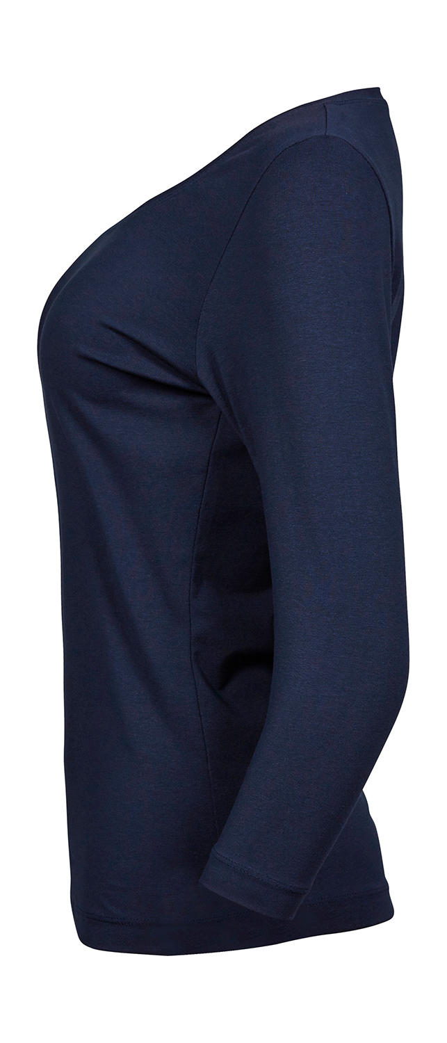 Ladies' 3/4 Sleeve Stretch Tee in Farbe White