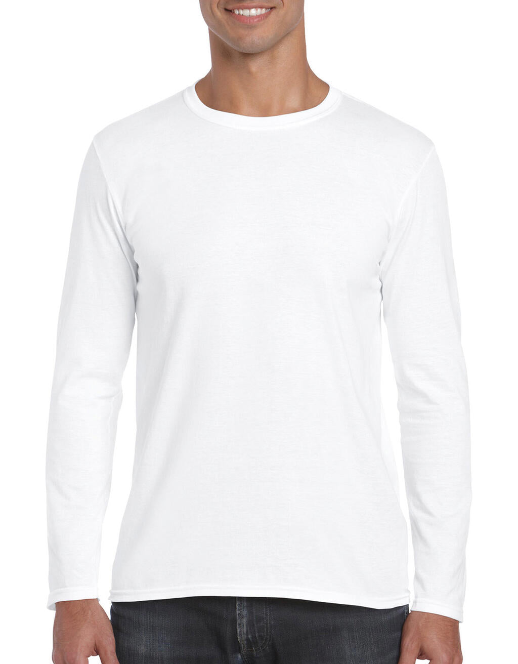 Softstyle® Long Sleeve Tee in Farbe White
