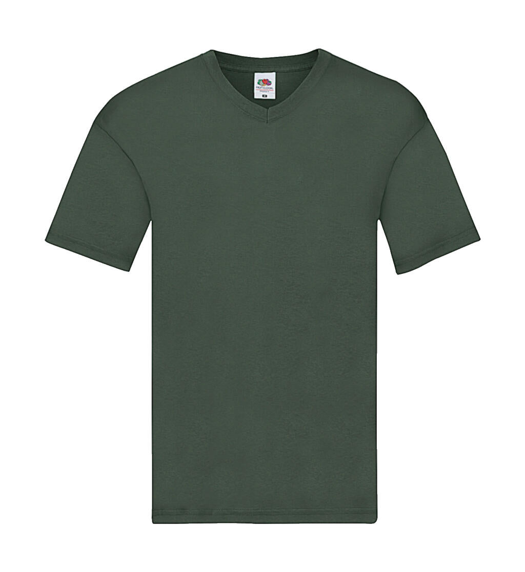  Original V-Neck T in Farbe Bottle Green