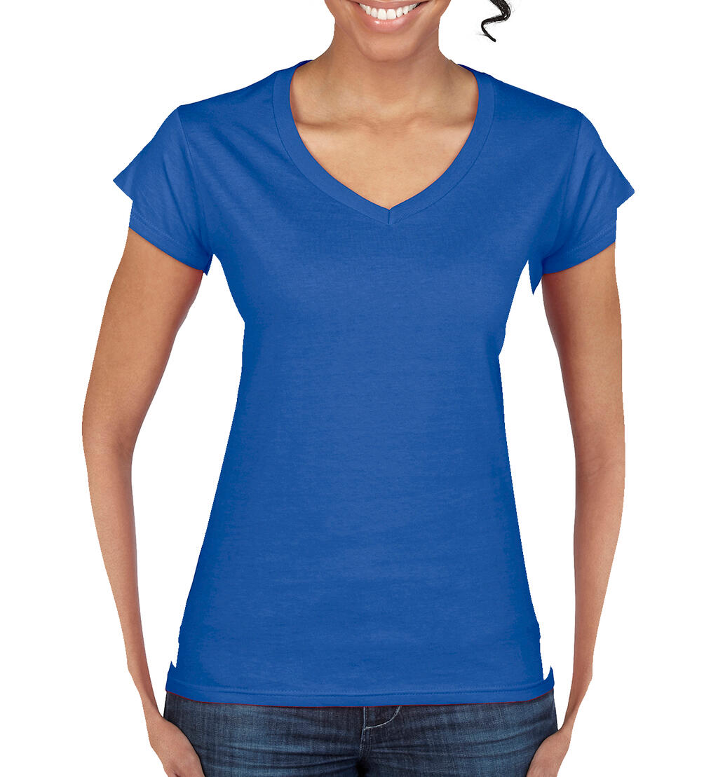  Ladies' Softstyle® V-Neck T-Shirt in Farbe Royal