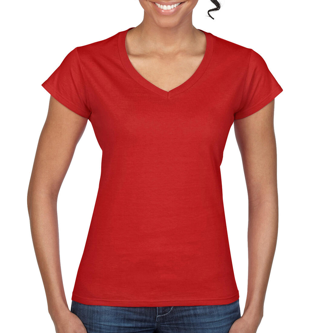  Ladies' Softstyle® V-Neck T-Shirt in Farbe Red
