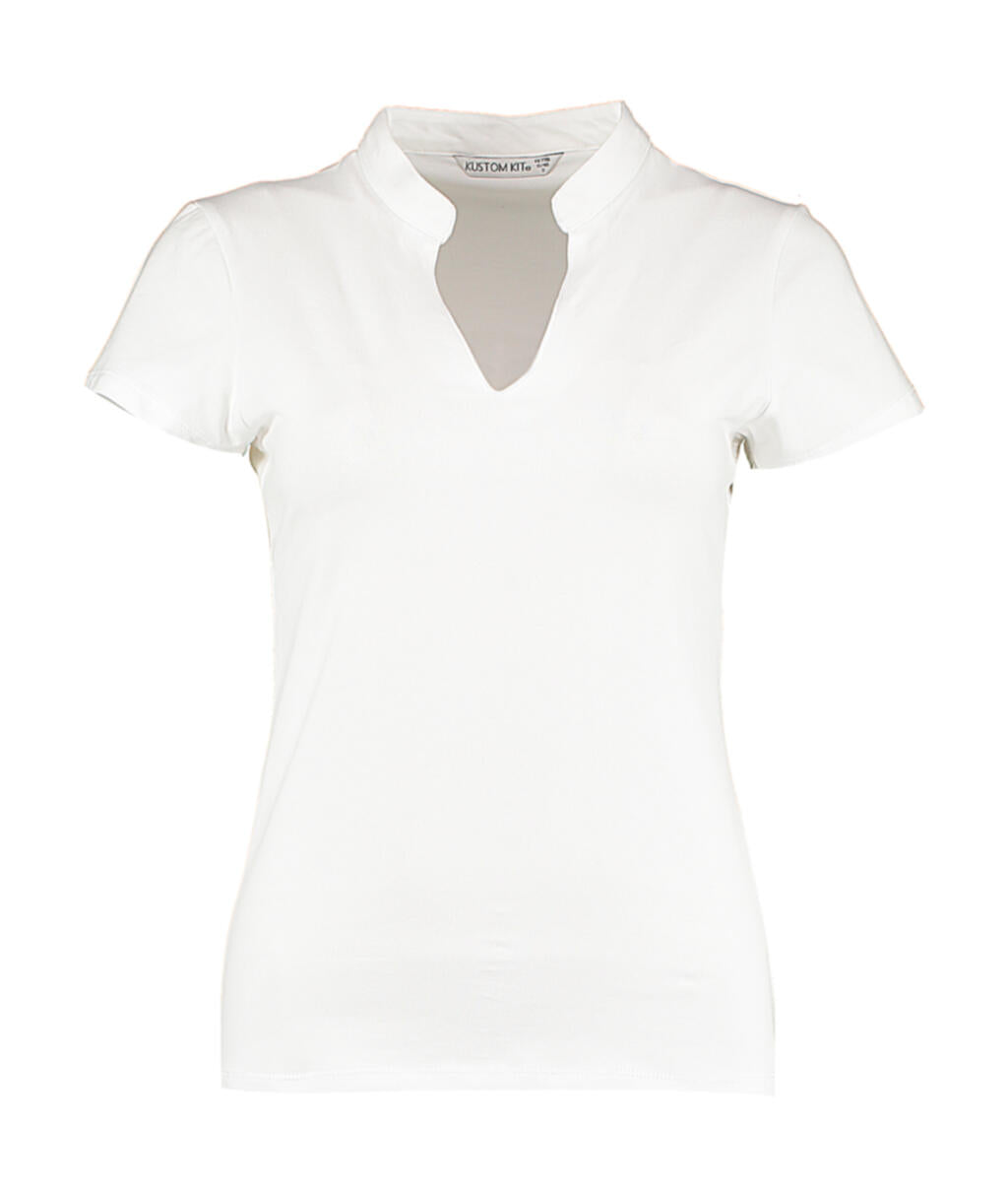  Regular Fit Mandarin Collar Top in Farbe White