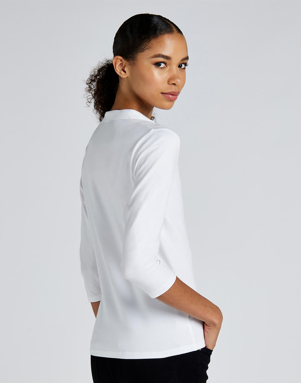 Regular Fit Mandarin Collar Top 3/4 Sleeve - ShirtStore