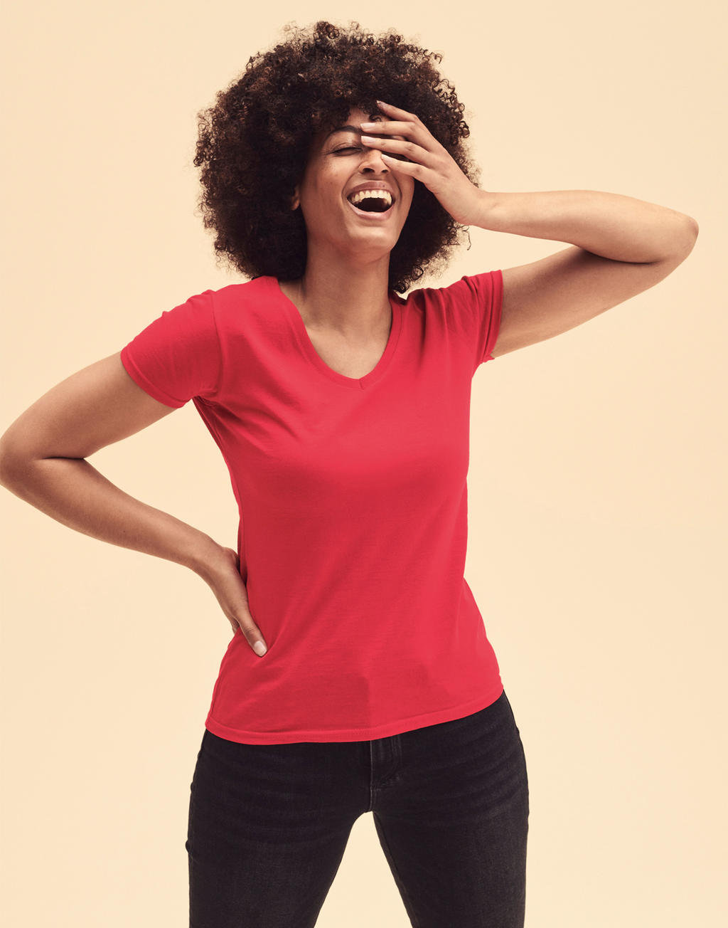  Ladies' Valueweight V-Neck T in Farbe White