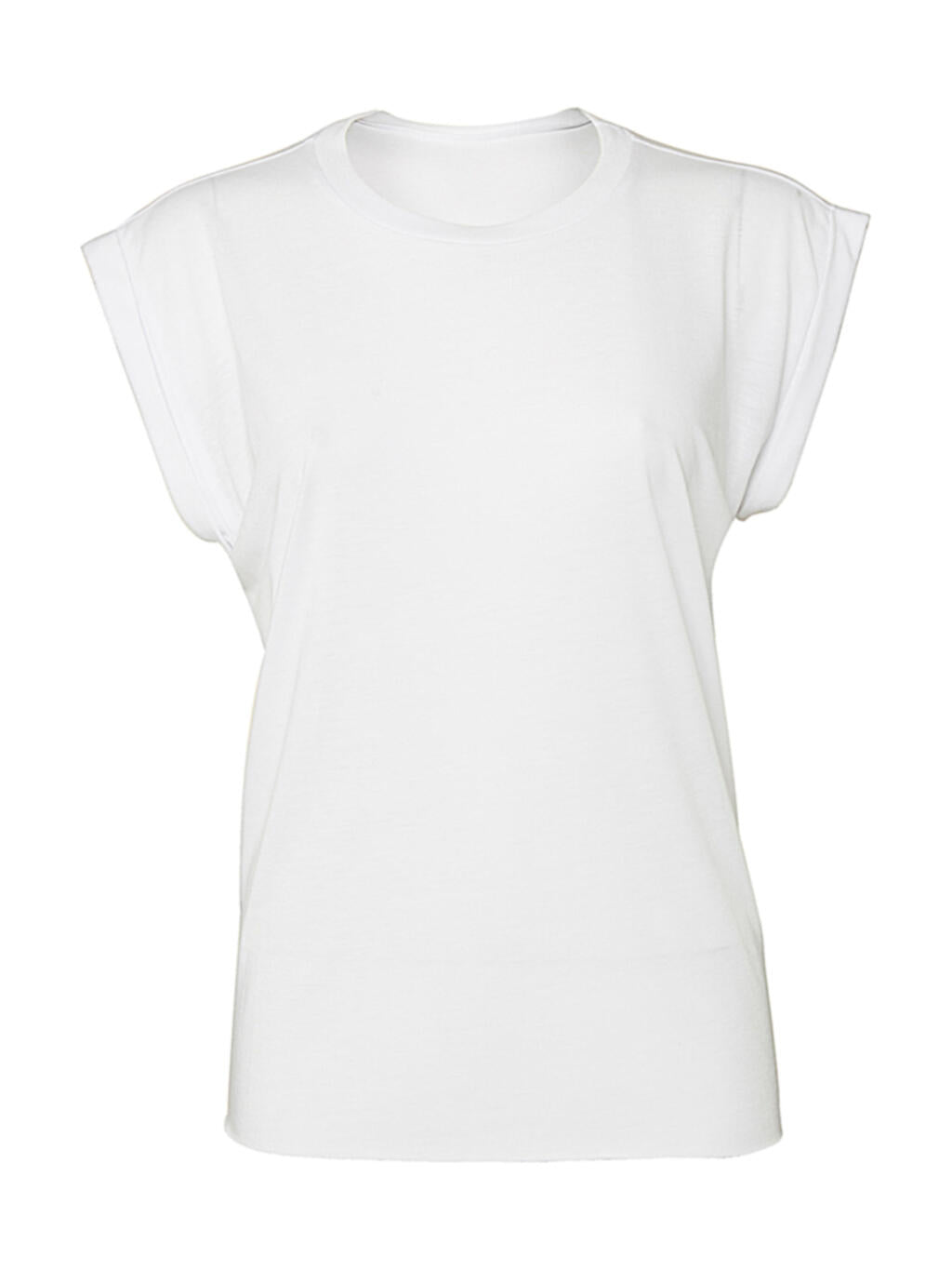  Women's Flowy Muscle Tee Rolled Cuff in Farbe White