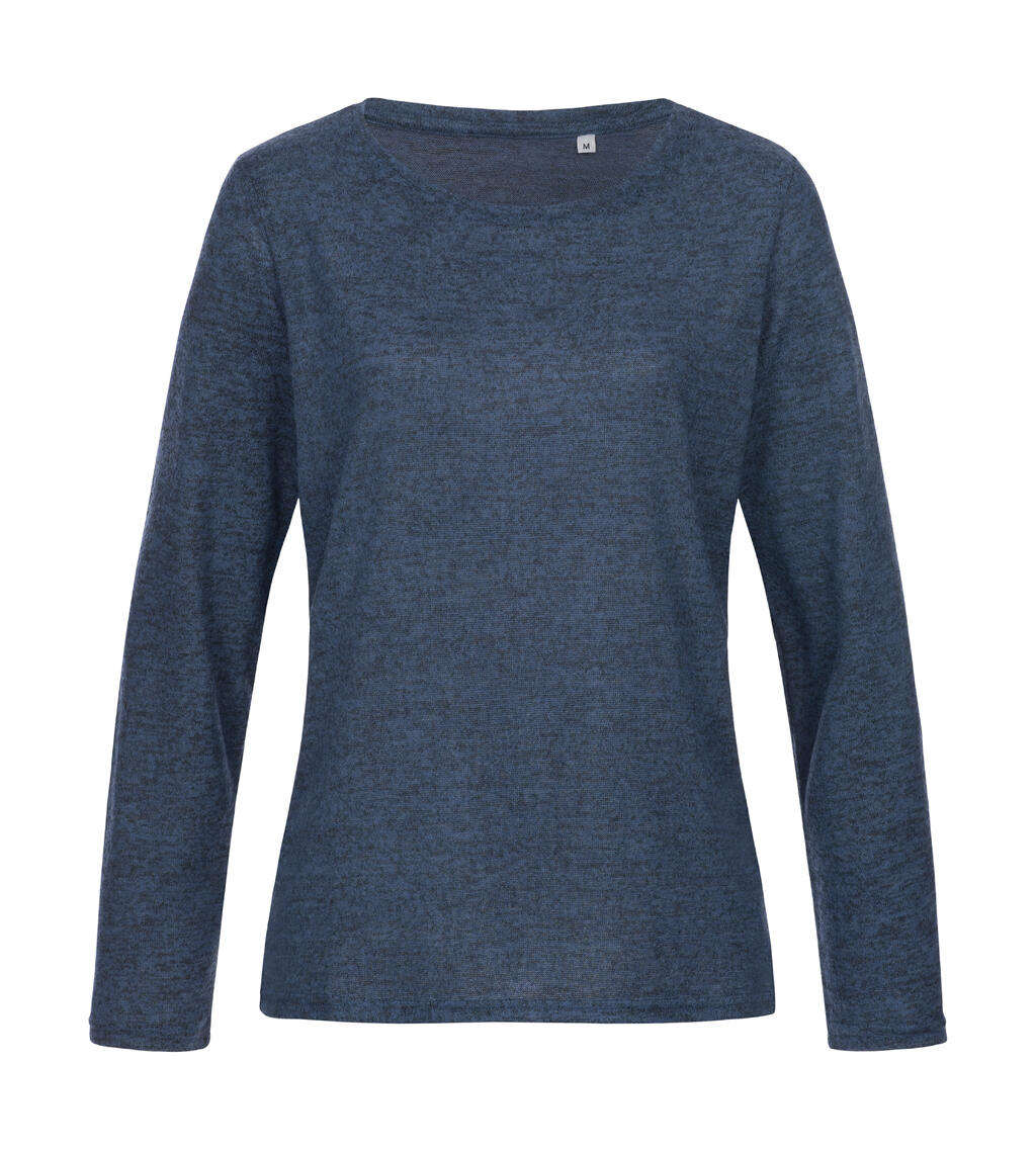  Knit Long Sleeve Women in Farbe Marina Blue Melange