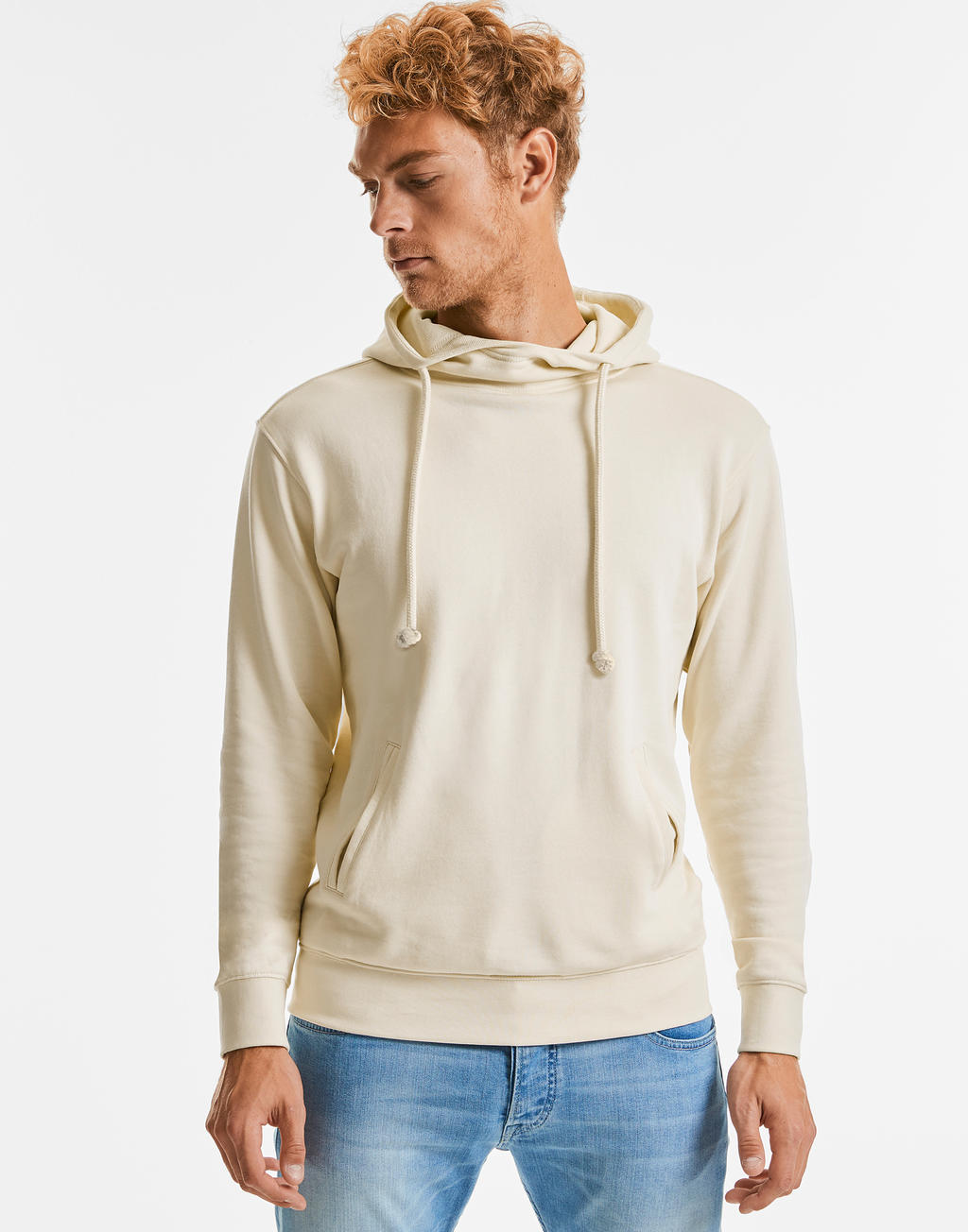  Pure Organic High Collar Hooded Sweat in Farbe White