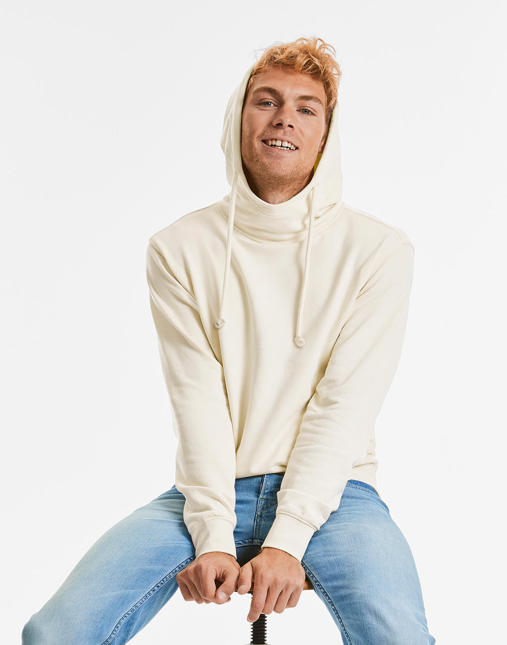  Pure Organic High Collar Hooded Sweat in Farbe White