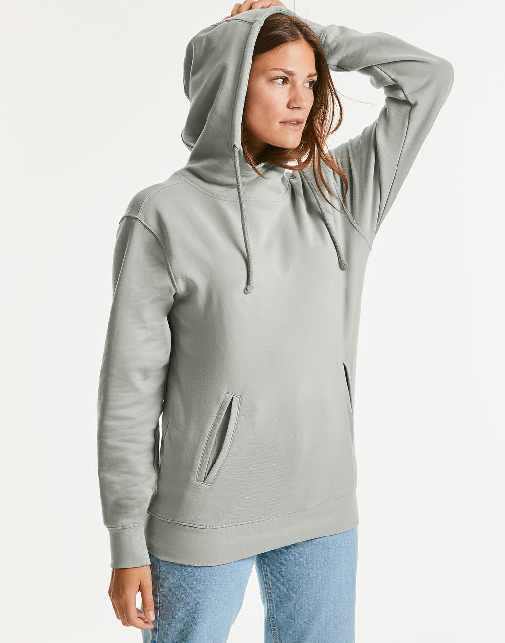  Pure Organic High Collar Hooded Sweat in Farbe White