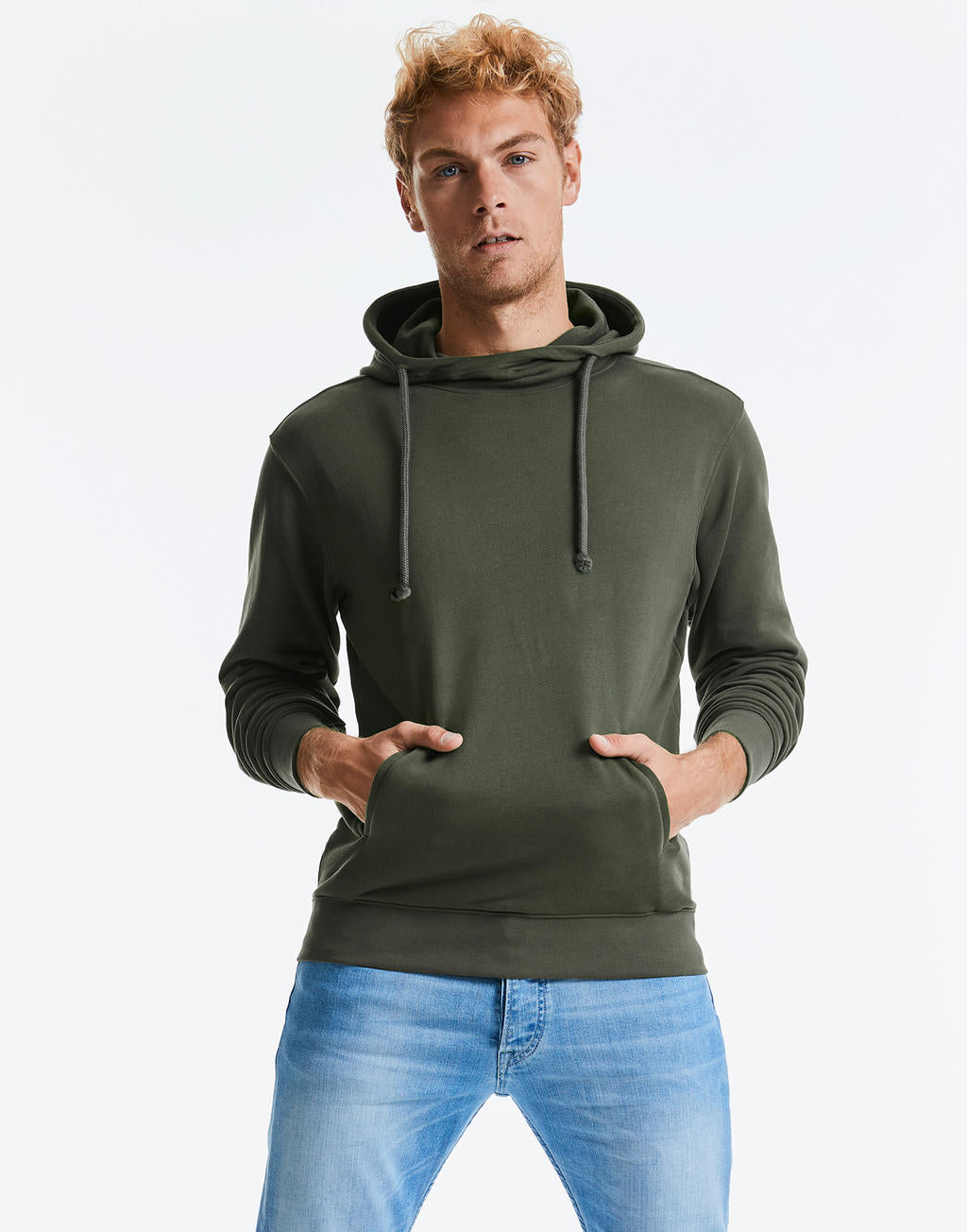 Pure Organic High Collar Hooded Sweat in Farbe White