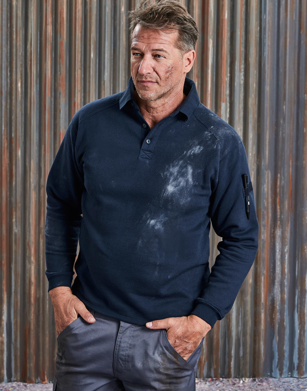  Heavy Duty Collar Sweatshirt in Farbe Black
