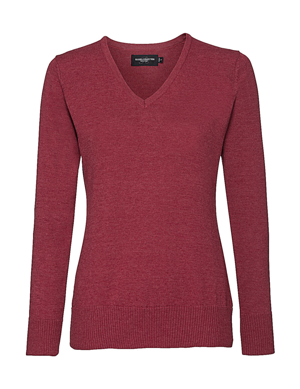  Ladies’ V-Neck Knitted Pullover in Farbe Cranberry Marl