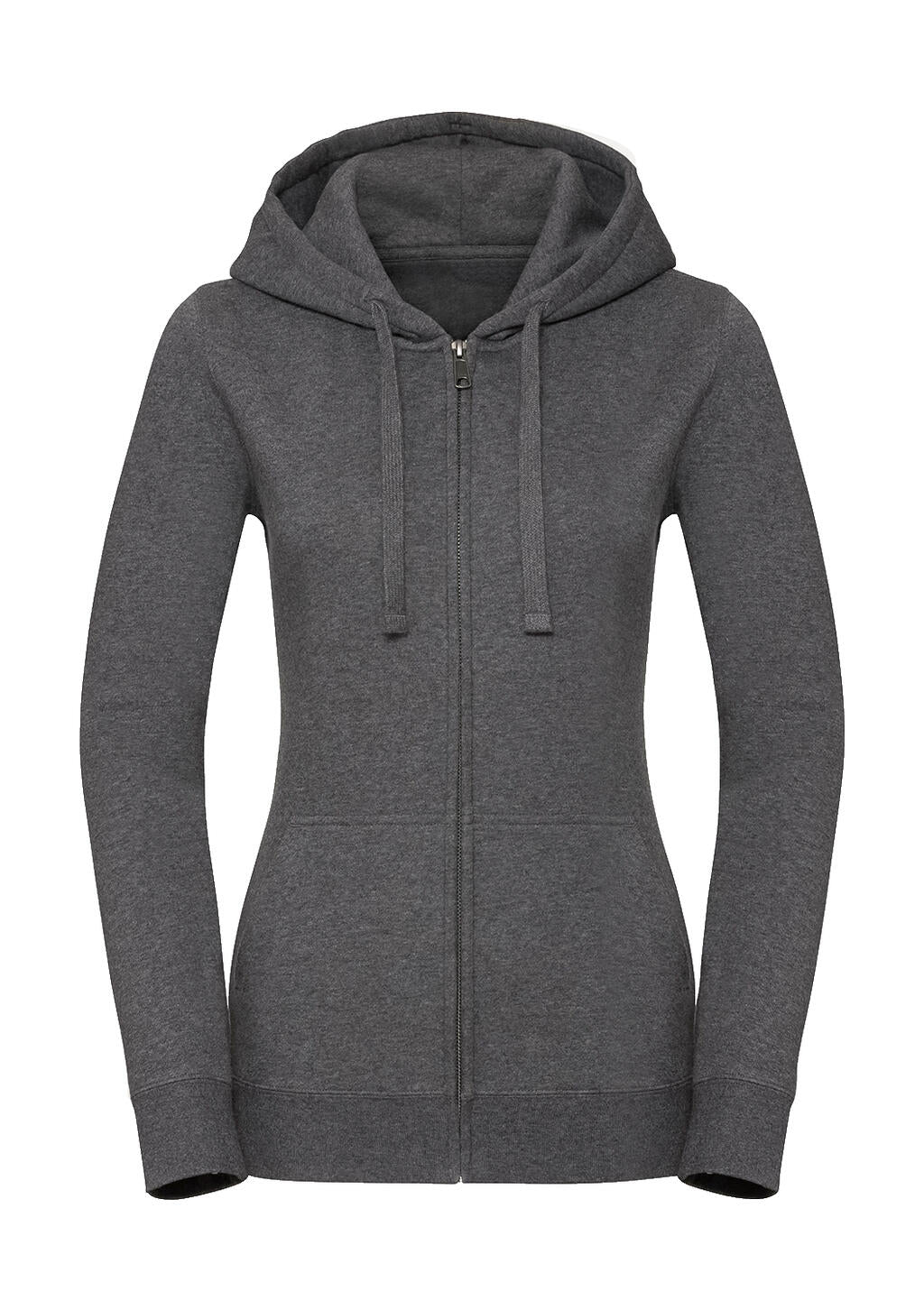  Ladies' Authentic Melange Zipped Hood Sweat in Farbe Carbon Melange