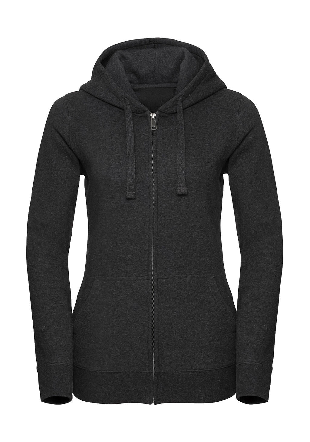  Ladies' Authentic Melange Zipped Hood Sweat in Farbe Charcoal Melange