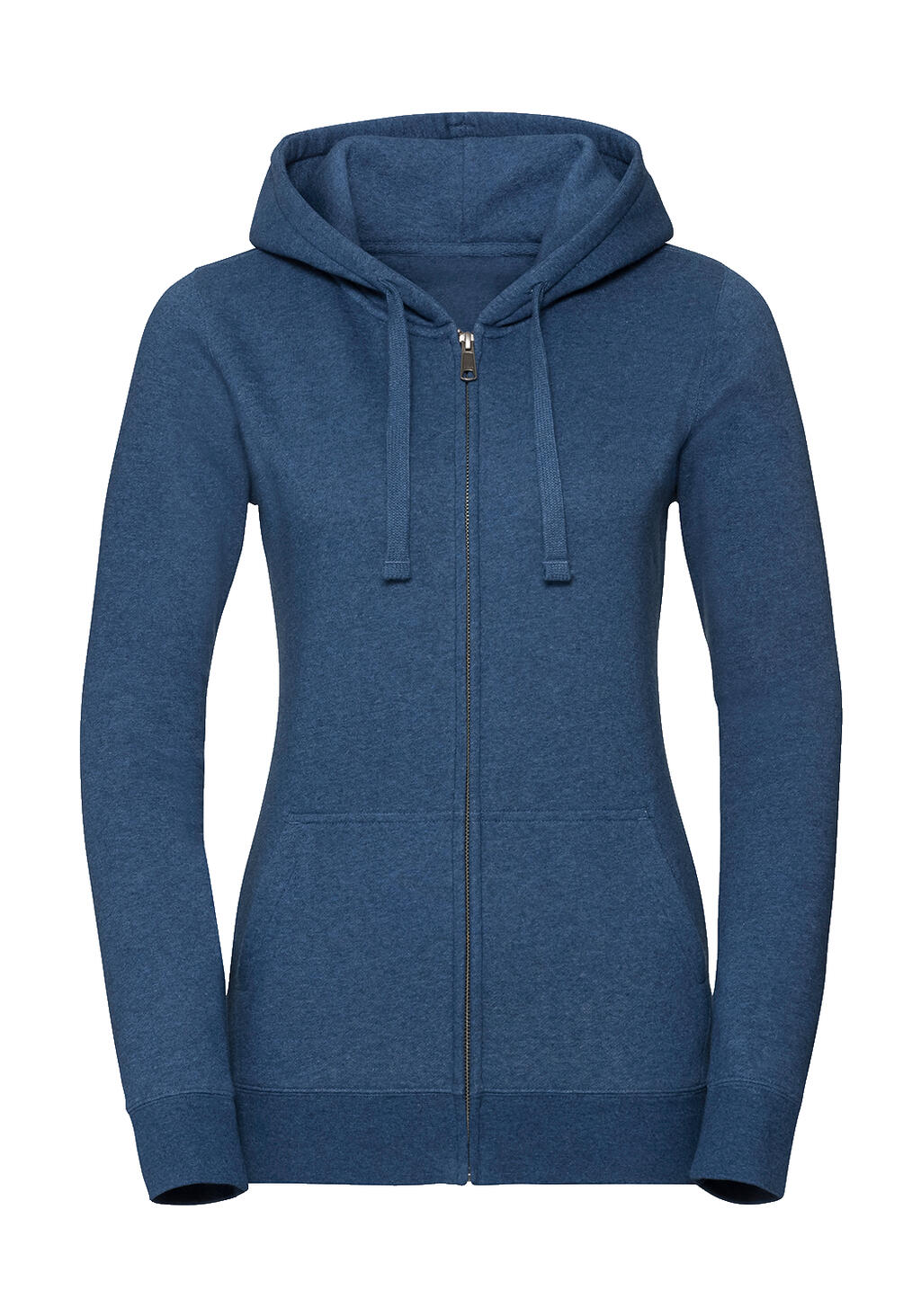  Ladies' Authentic Melange Zipped Hood Sweat in Farbe Ocean Melange