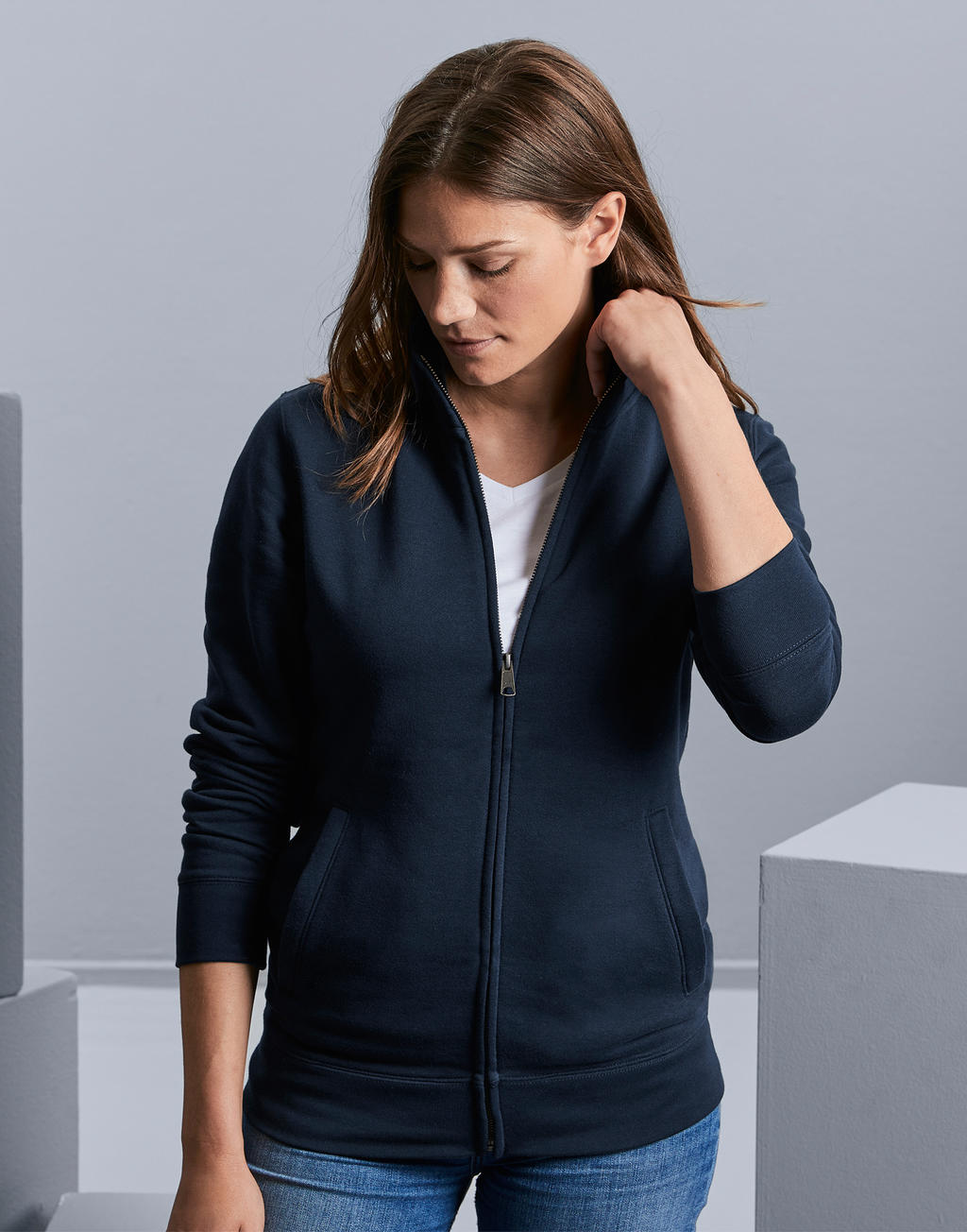  Ladies' Authentic Sweat Jacket in Farbe White