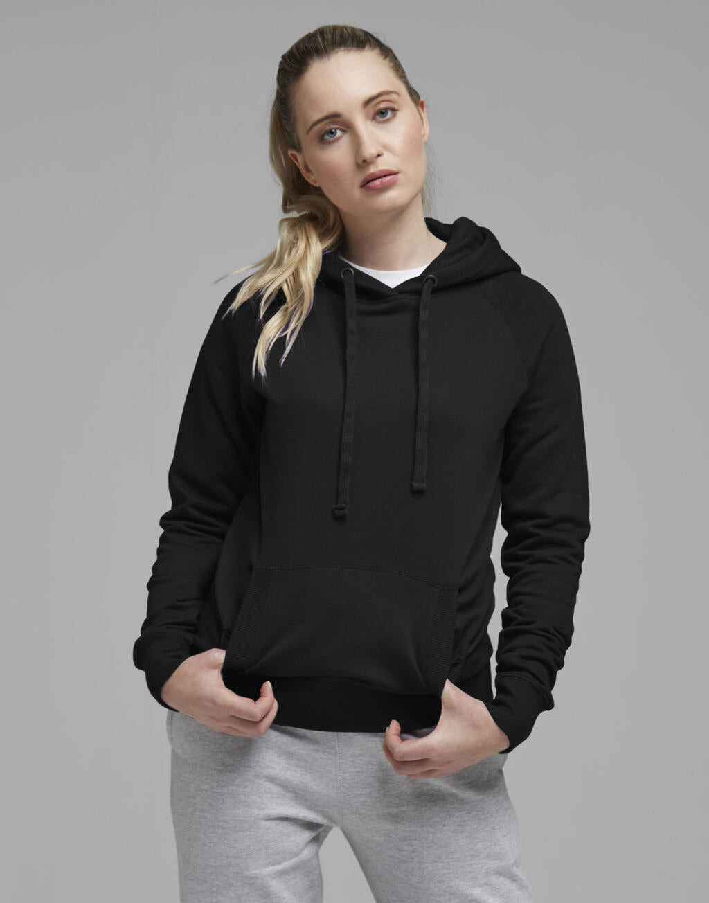  Ladies' Raglan Hoodie in Farbe Black