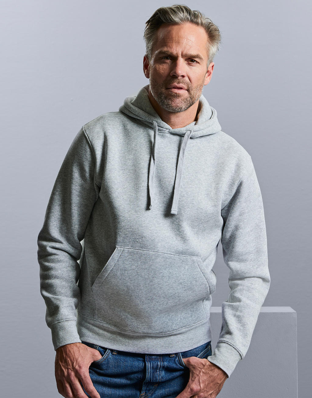  Men's Authentic Hooded Sweat in Farbe White