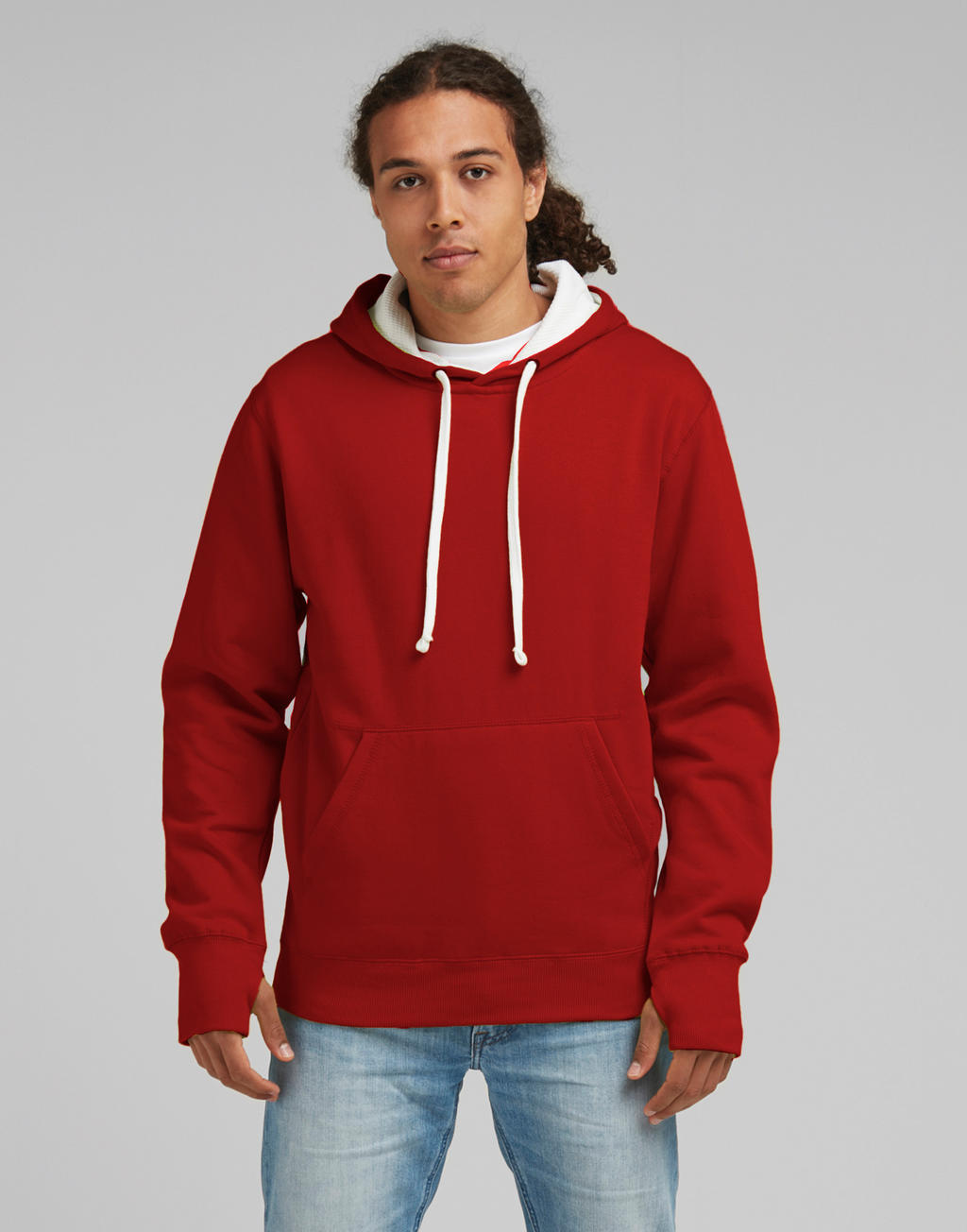  Men's Contrast Hoodie in Farbe Grey/Black