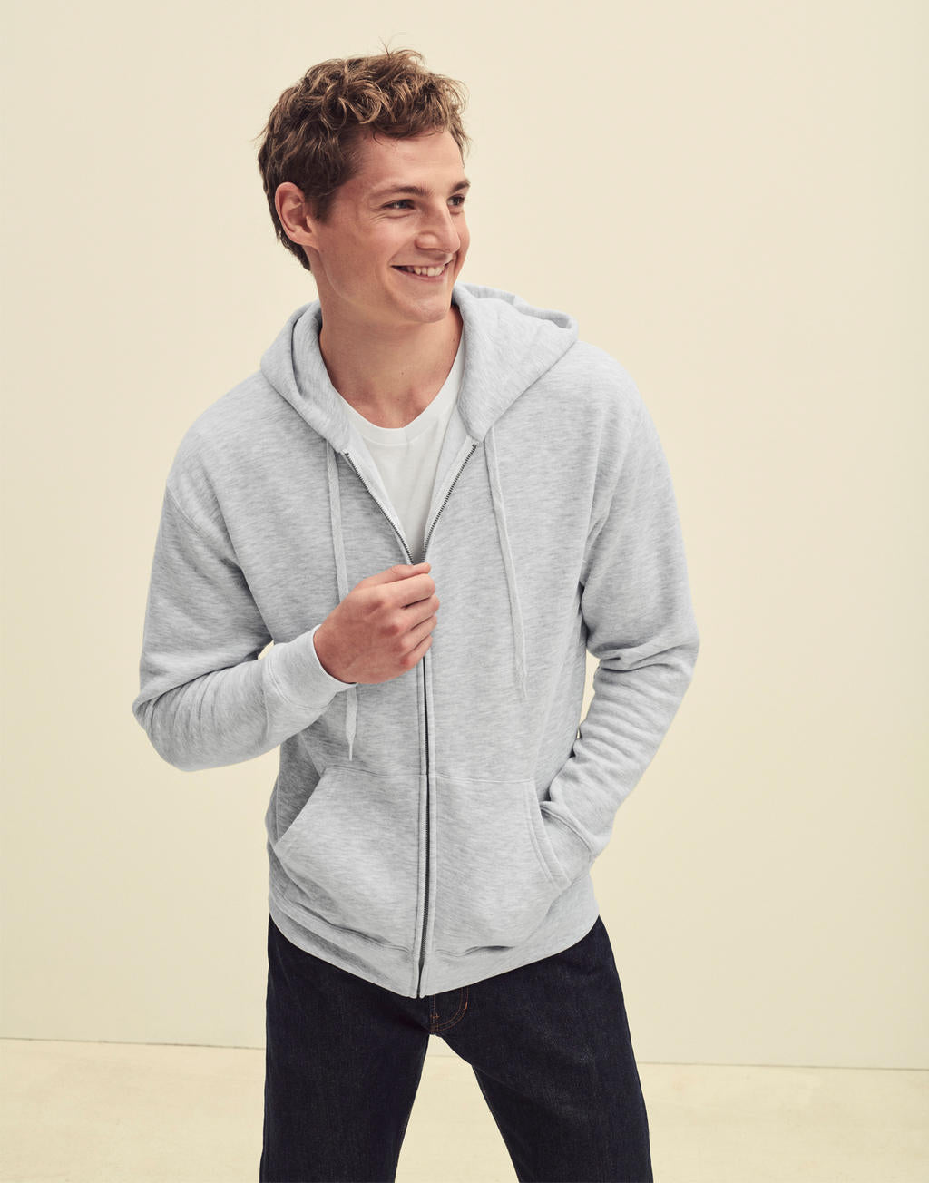  Premium Hooded Zip Sweat in Farbe Black