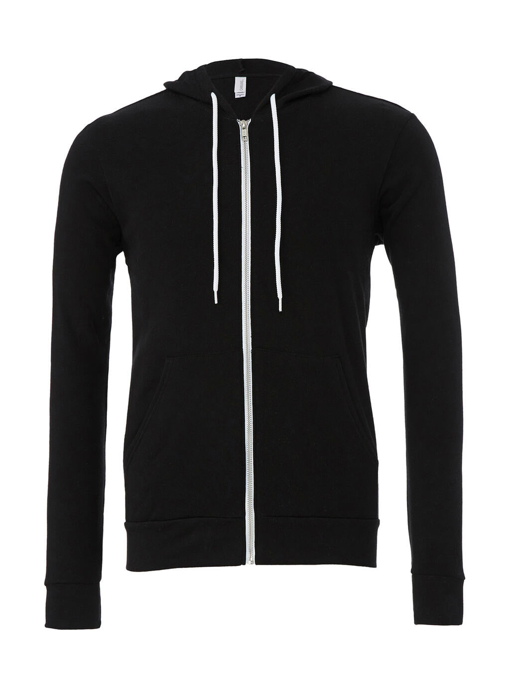  Unisex Poly-Cotton Full Zip Hoodie in Farbe Black