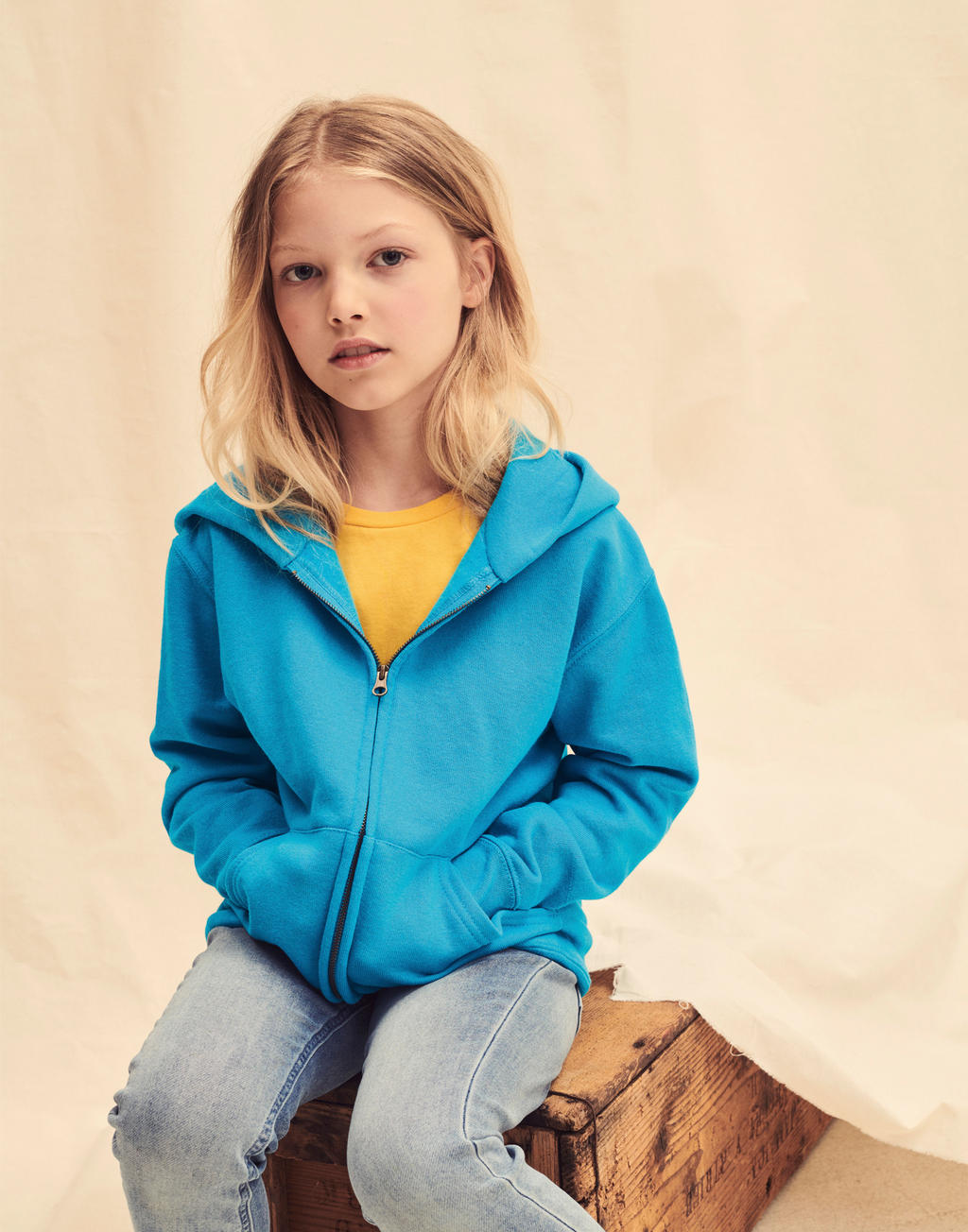  Kids' Classic Hooded Sweat Jacket in Farbe Black