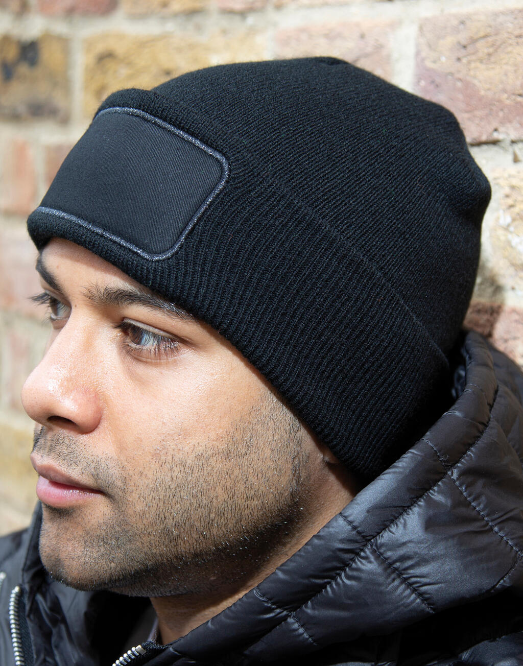  Double Knit Printers Beanie in Farbe Black