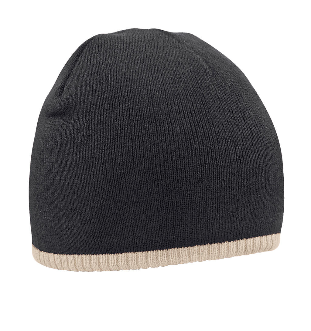  Two-Tone Beanie Knitted Hat in Farbe Black/Stone