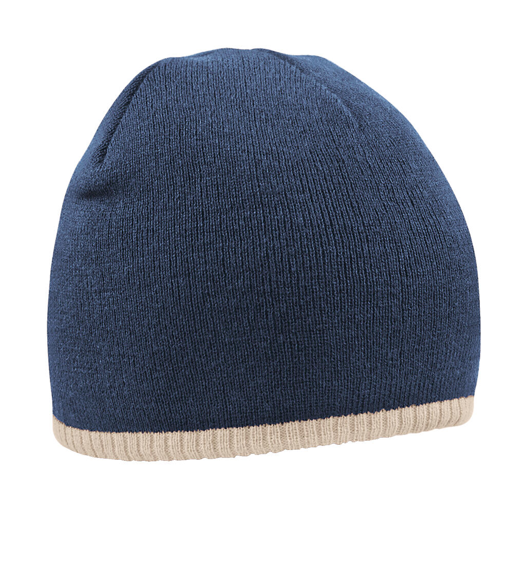  Two-Tone Beanie Knitted Hat in Farbe French Navy/Stone