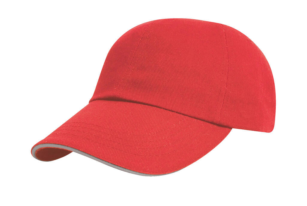  Brushed Cotton Drill Cap in Farbe Red/Putty
