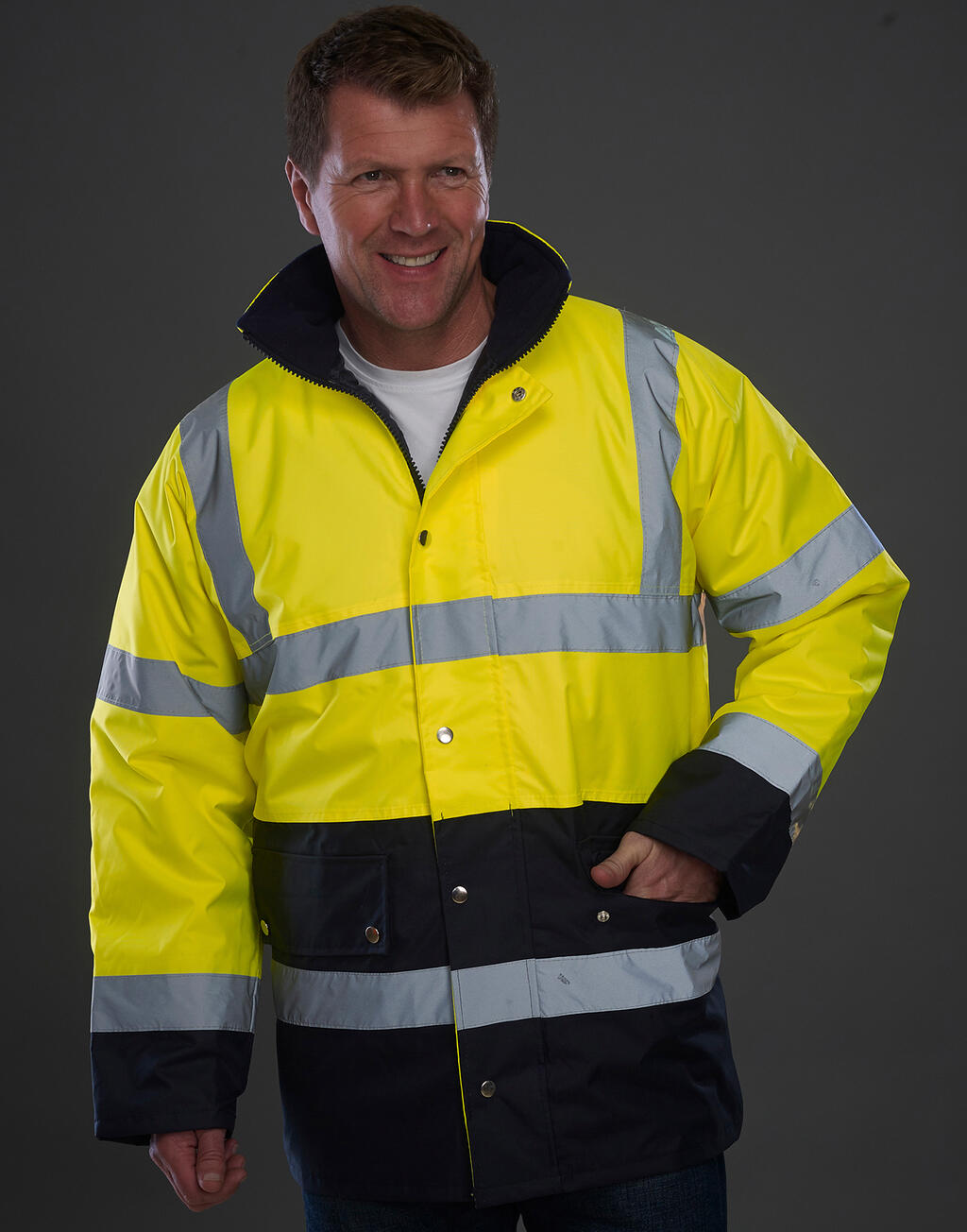  Fluo 2 Tone Motorway Jacket in Farbe Fluo Yellow/Navy