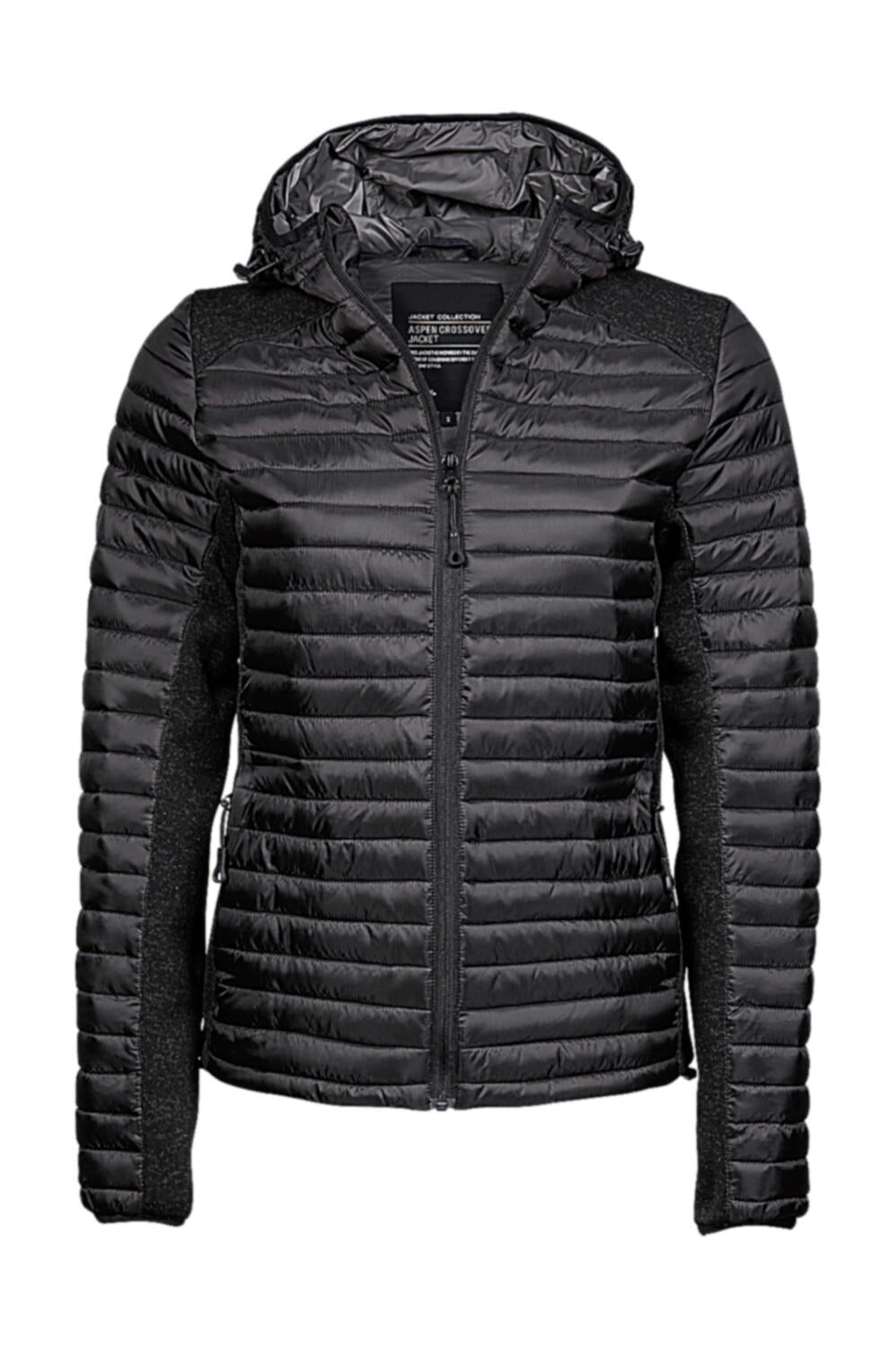 Ladies' Hooded Outdoor Crossover Jacket in Farbe Black/Black Melange