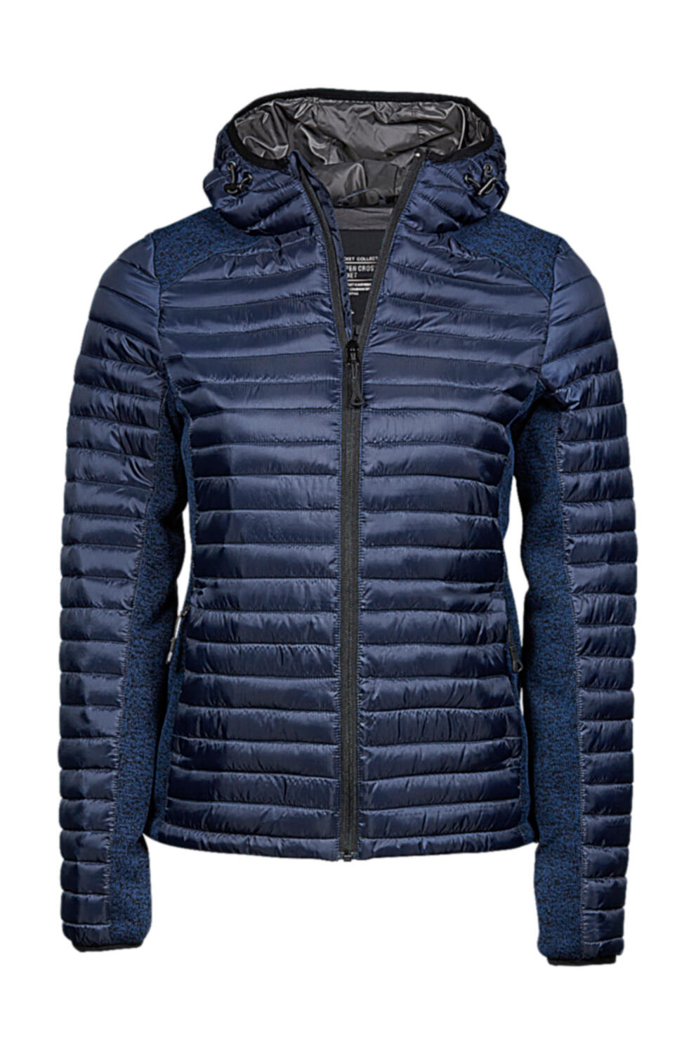 Ladies' Hooded Outdoor Crossover Jacket in Farbe Navy/Navy Melange
