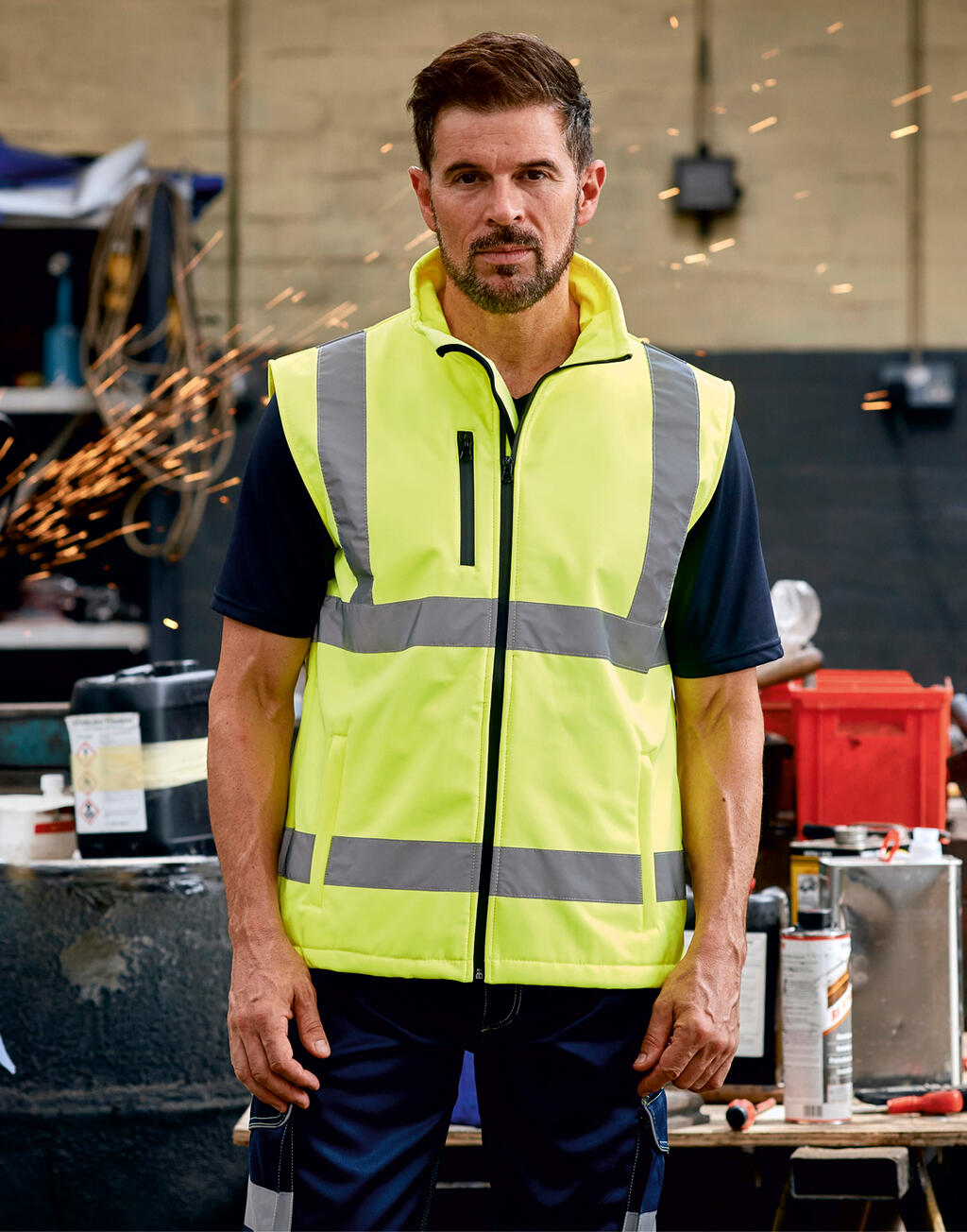  Fluo Softshell Bodywarmer in Farbe Fluo Orange/Navy
