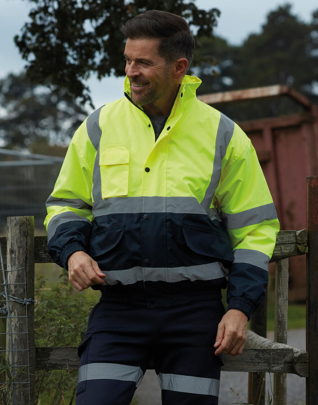  Fluo 2-Tone Bomber Jacket in Farbe Fluo Orange/Navy