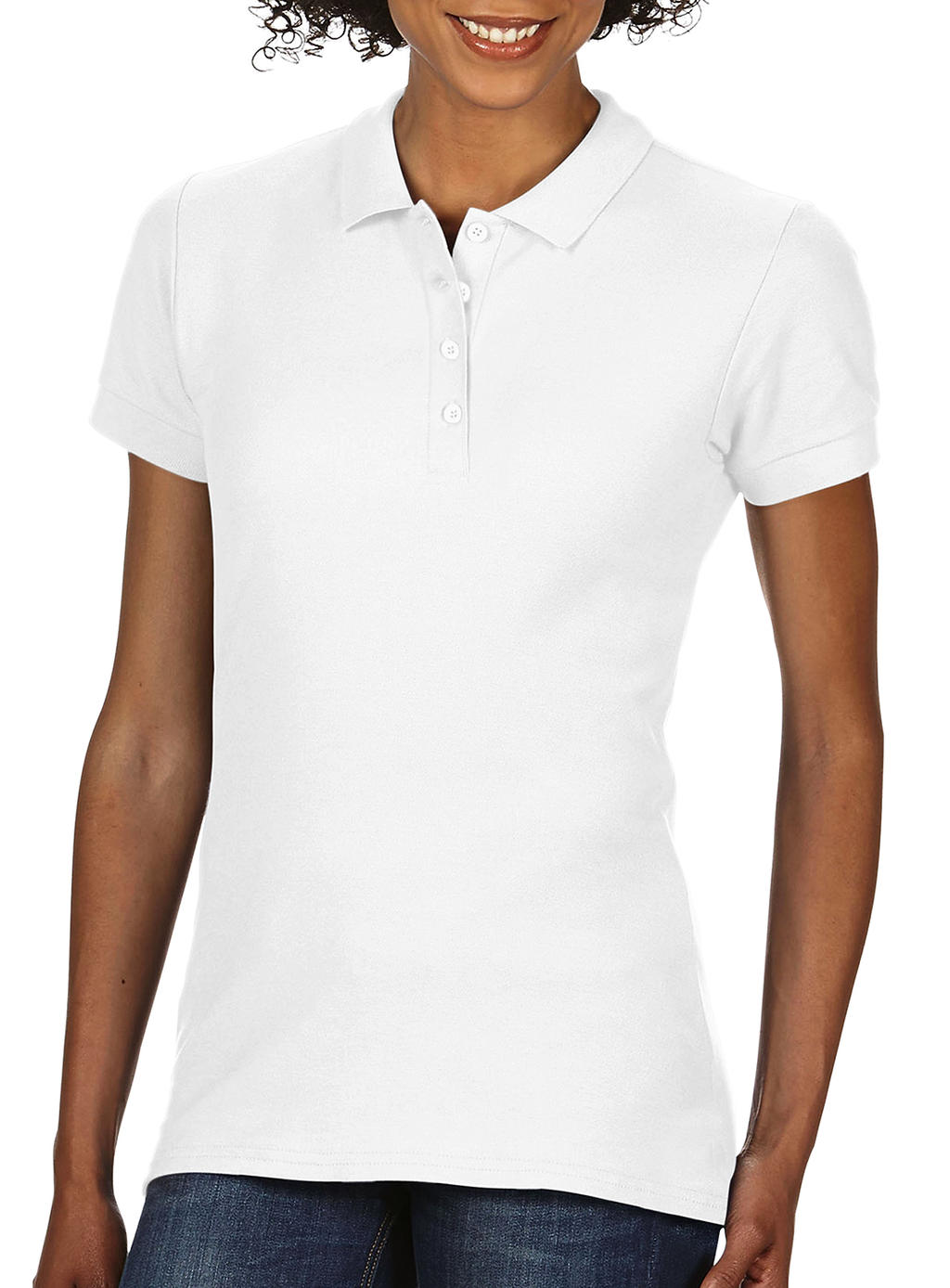  Softstyle® Ladies Double Pique Polo in Farbe White