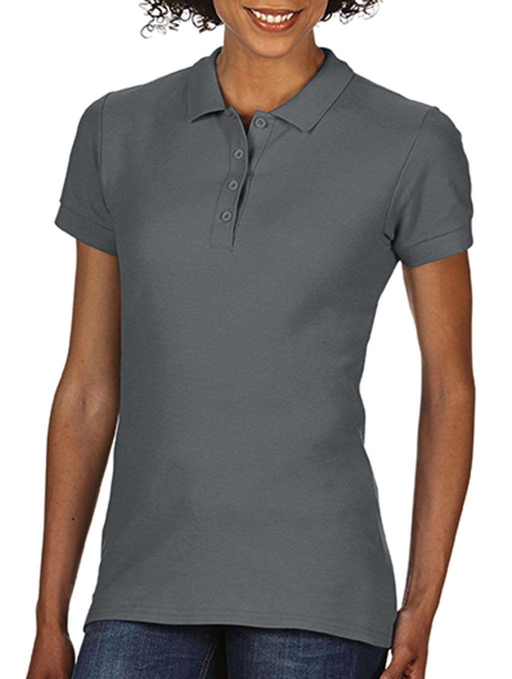  Softstyle® Ladies Double Pique Polo in Farbe Charcoal