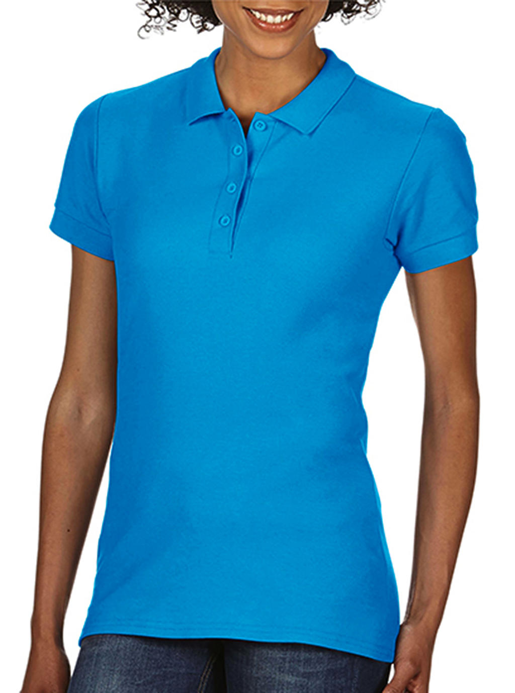  Softstyle® Ladies Double Pique Polo in Farbe Sapphire