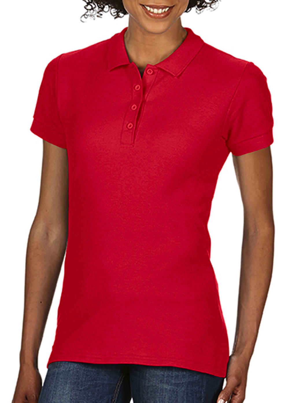  Softstyle® Ladies Double Pique Polo in Farbe Red
