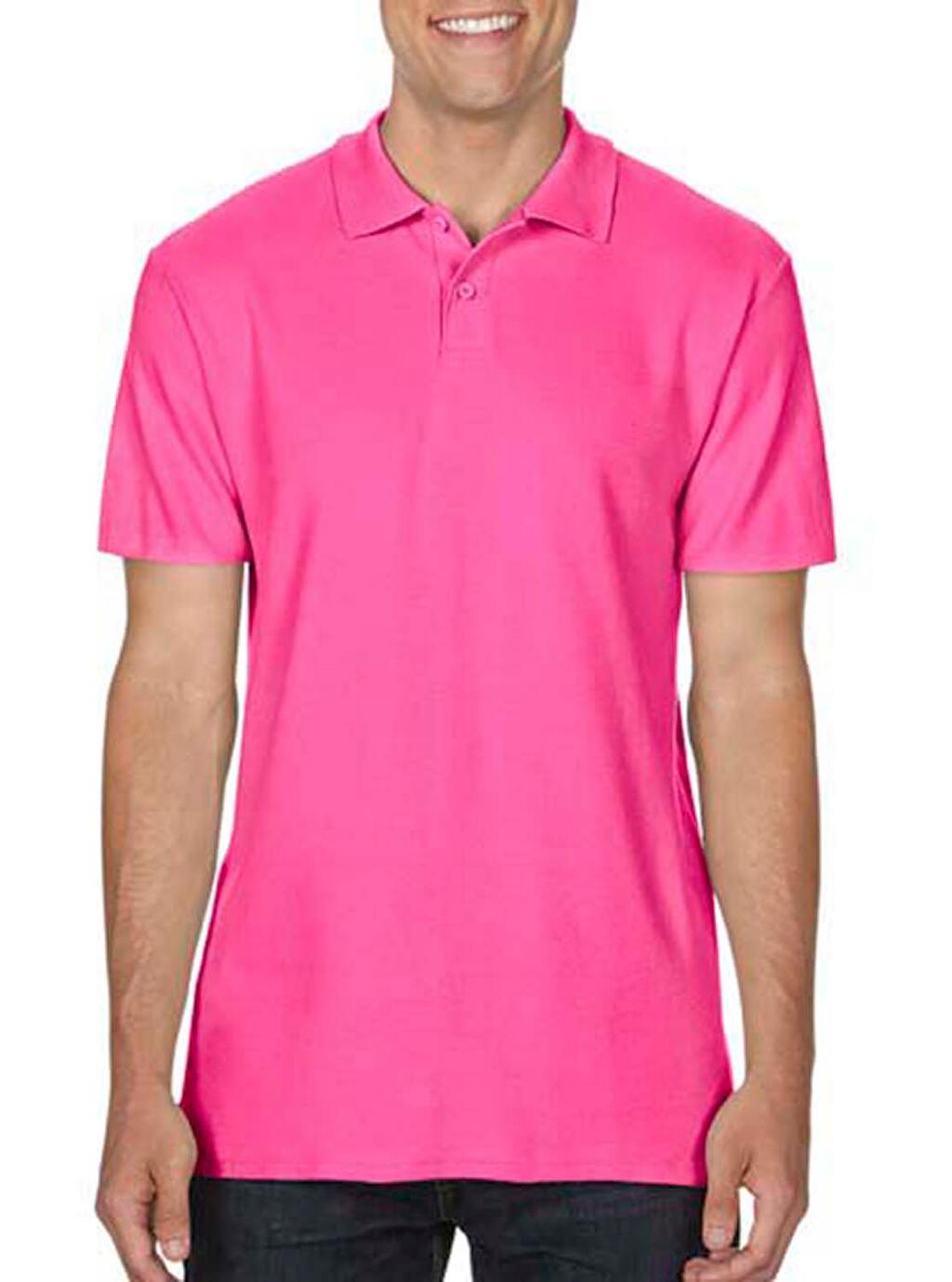  Softstyle® Adult Double Pique Polo in Farbe Heliconia
